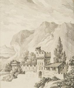 Paesaggio Montano Con Castello by Giovanni Segantini