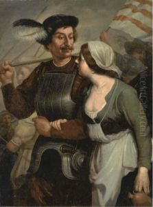 A Soldier Leaving For Battle With A Woman By His Side