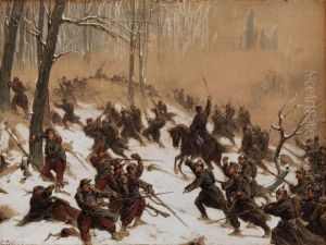 Winterliche Kriegsszene Aus Dem Krieg 1870/71