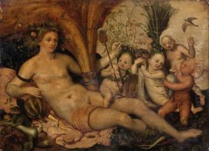 Ceres Et Les Quatre Elements Panneau De Chene, Trois Planches, Renforce