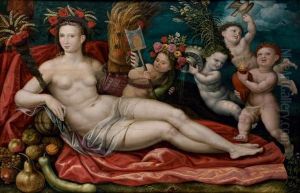 Ceres Entoure De Putti Representant Les Quatre Elements by Vincent Sellaer
