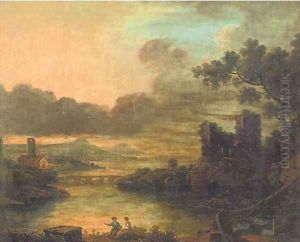 Figures in an Arcadian landscape by Richard Wilson