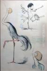 Jean-gabriel Domergue Lithographie En Couleurs. 47 X 31 Cm by Georges Goursat Sem