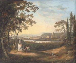 Figures by a fallen statue, Rome beyond by Richard Wilson