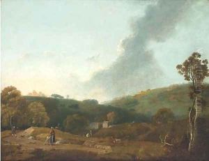 An Italianate landscape with figures by Richard Wilson