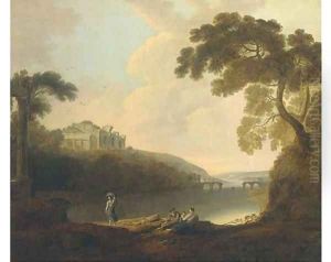 Figures before a classical ruin by Richard Wilson