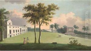 The south front of Wilton House and Palladian bridge to the east