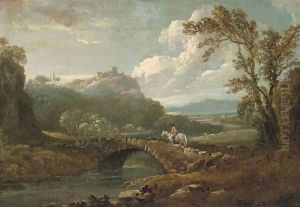 A horse and rider on a stone bridge