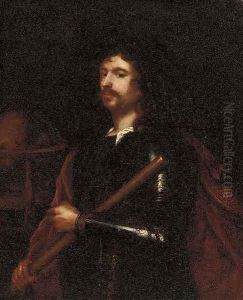Portrait of a gentleman, small three-quarter-length, in armour and a red cloak