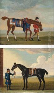 A Groom With A Grey Racehorse