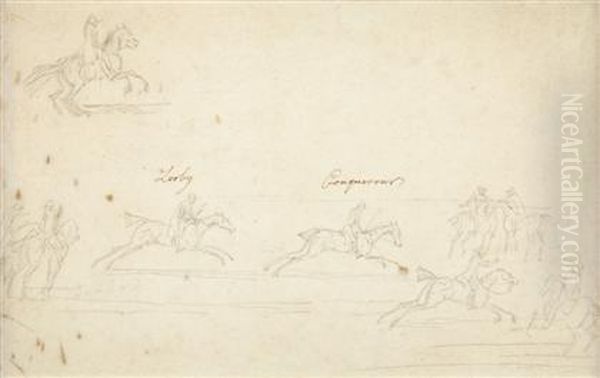 Match Between Duke Of Bolton's
Brown Colt 'looby' And Lord Weymouth's 'conqueror' On 6th October, 1735
At Newmarket, 4 Miles, 300 Guineas - view 1