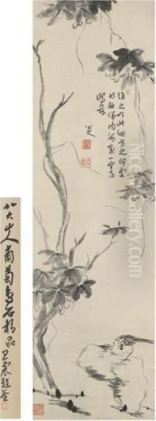 Bird, Rock And Grapevine - view 1