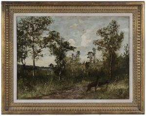 Deer In A Woodland Clearing by Christopher H. Shearer