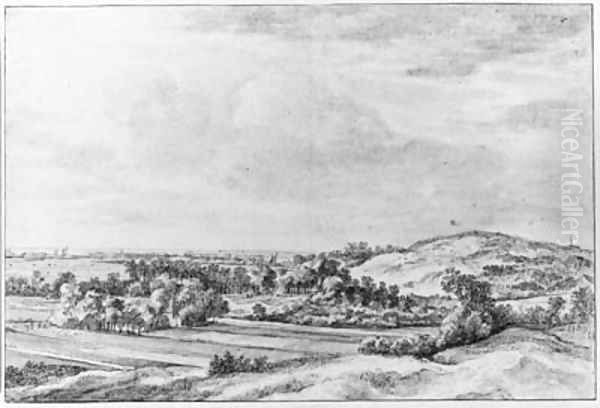 A View at Bloemendaal with a Farm and Bleaching Fields near the Dunes north of Het Kopje - view 1