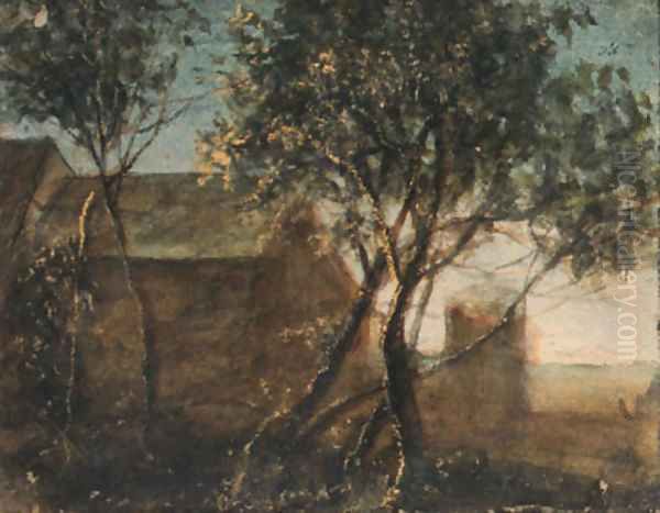 Trees by a house - view 1