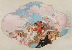Allegorie Des Arts, Projet De Decoration by Henrik Ippolipovich Semiradskii