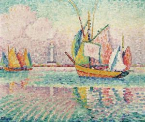 Bateaux Au Mouillage A Locmalo by Paul Signac