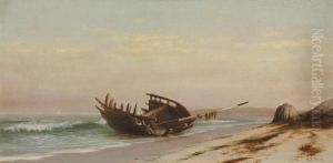 Old Wreck Near Newport, Rhode Island by Francis Augustus Silva