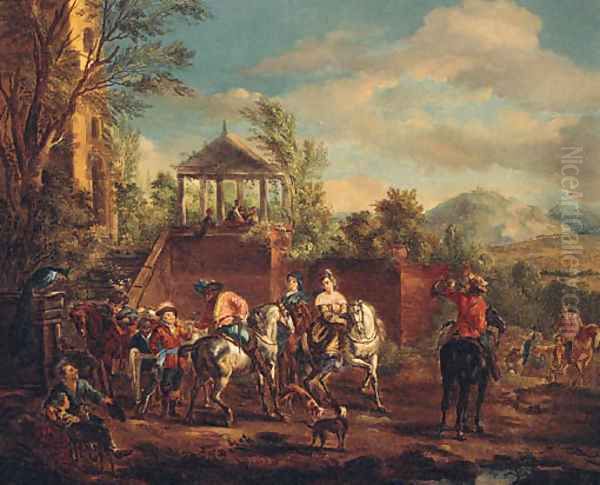 A hunting Party by a Terrace - view 1