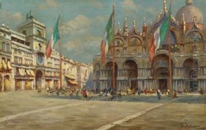 St. Mark's Square In Venice by Ferdinando Silvani