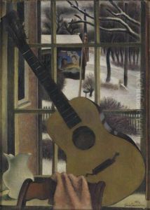 Window Still Life With Guitar by Simkha Simkhovitch