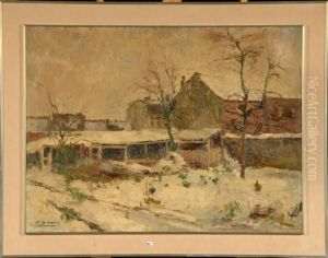 Coin De Ville Sous La Neige by Victor Simonin