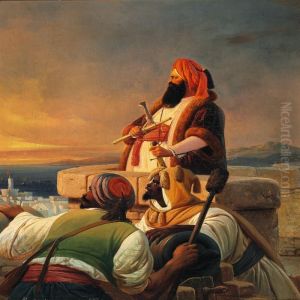 An Arabic Prince And Moorish Fighters In A Castle Turret Getting Ready To Fire A Cannon An Arabic Prince And Moorish Fighters In A Castle Turret Getting Ready To Fire A Cannon