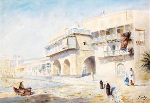 Promeneur Sur Le Port D'alger by Joseph Sintes