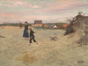 Spielende Kinder Am Nordseestrand