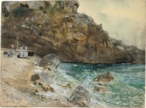 Am Strand Auf Capri by Franz Skarbina