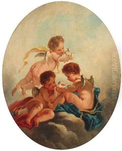 Putti disporting with doves