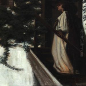 A Woman On A Balcony by Harald Slott-Moller