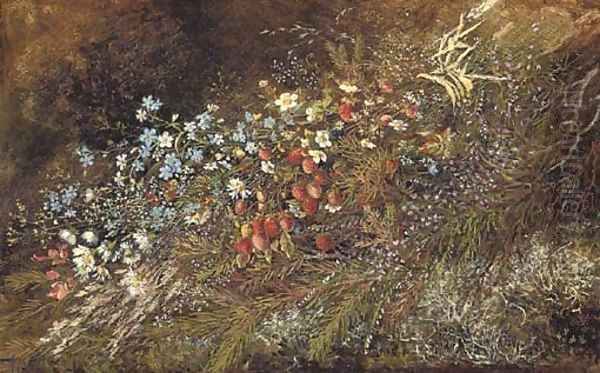 A bouquet of summer fruits and flowers on a mossy bank 2 - view 1