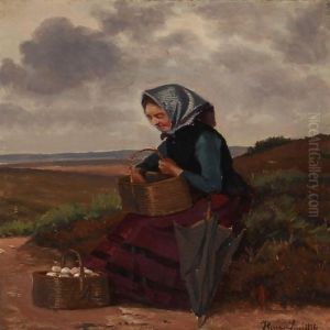 A Woman With Eggs In Her Basket