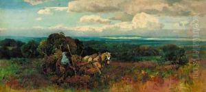 Farmers gathering bracken by A.C Wyatt