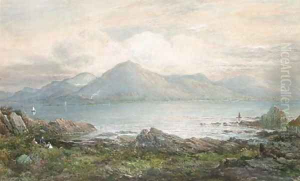 Sailing on the lake, in a mountainous landscape - view 1