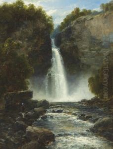 An Angler Before A Waterfall by John Brandon Smith