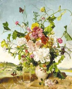 Summer flowers in a ceramic vase
