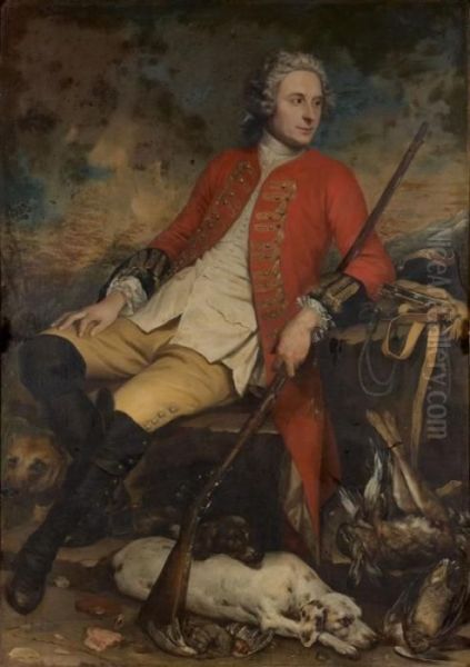 Portrait Presume De Pierre Guillaume Heurtault De Bagnoux (1717-1789) Avec Ses Chiens - view 1
