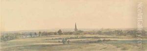 A church in an extensive landscape by Peter de Wint