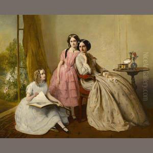 A Portrait Of Two Girls With Their Governess - view 1