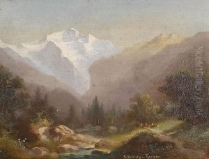 Sommerlicher Bergbach Mit Jungfrau