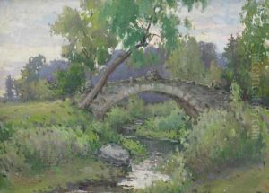 The Novosilviisky Bridge In Pavlovsk Park by Konstantin Andreevic Somov