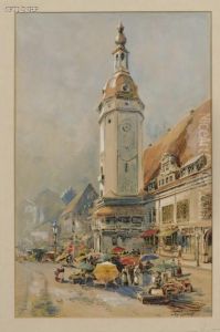 Market Day Under The Clock Tower