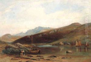 Figures on the shore of Loch Ranza, the Isle of Arran