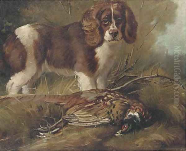 A spaniel with a pheasant - view 1