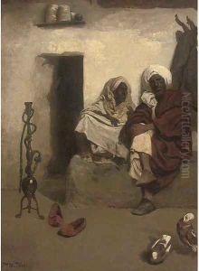 Arabs in conversation by a doorway