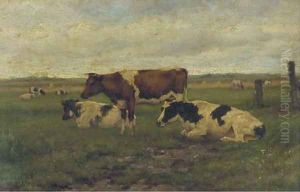 Cattle in a meadow by Herman Wolbers