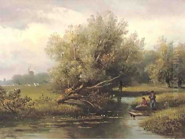 Anglers on a riverbank - view 1