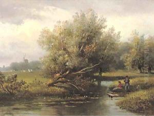 Anglers on a riverbank